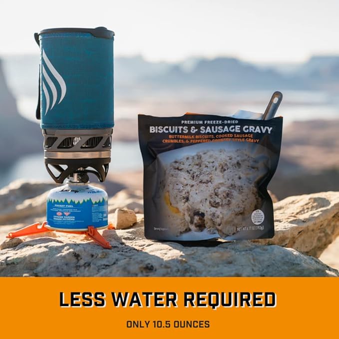Peak Refuel Biscuits and Gravy | Premium Freeze Dried Camping Food | Backpacking & Hiking MRE Meals | Just Add Water | 100% Real Meat | 53g of Protein | 2 Serving Pouch (6 Pack)