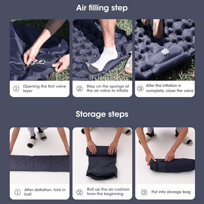 LISANNE Camping Sleeping Mat Inflatable Camping Mattress with Built in Foot Pump,Ultralight Compact Sleeping Pad for Camping,Backpacking,Hiking,Traveling,Tent,Rv,Waterproof and Portable