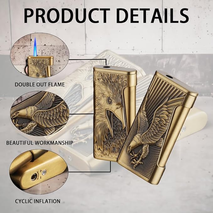Eagle Lighter, Cool Lighter, Windproof Lighter, Soft Flame Lighter，Butane Torch Lighter, Men's Lighter, Unique Lighter Gift, Candles, Outdoor, Camping Accessories (No Butane Fuel) (Eagle Head)