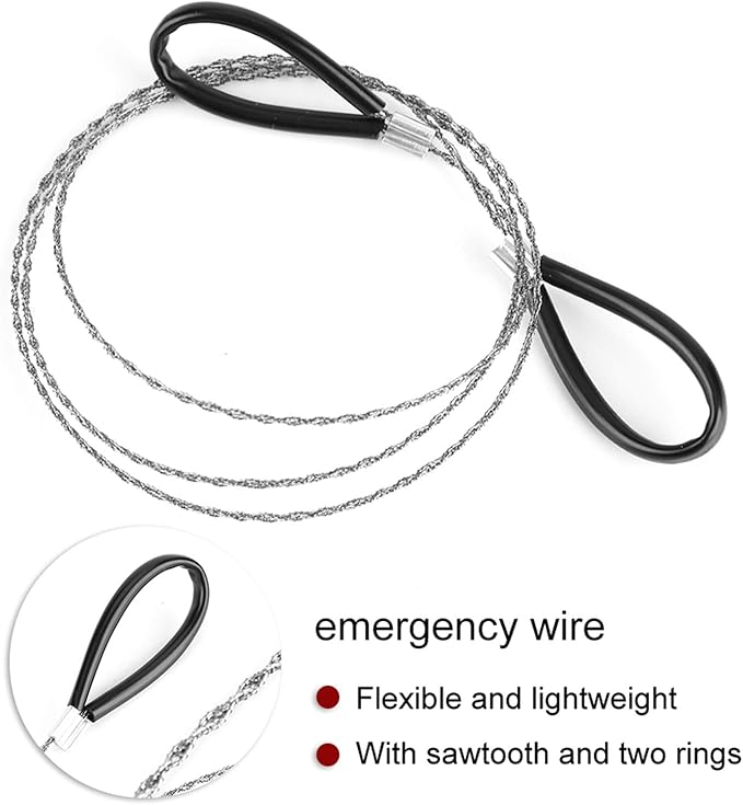 Steel Wire Saw Scroll, Emergency Camping Hunt Survival Chainsaw, Outdoor Survival Wire for Bushcraft Gear Hunting Hiking Tree Cutting