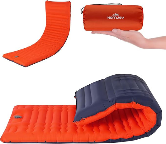 Megior Camping Sleeping Pad, Extra Thickness 4 Inch Inflatable Sleeping Mat Lightweight Waterproof Camping with Built-in Pump Air Mattress for Backpacking, Hiking, Tent, Traveling, Orange