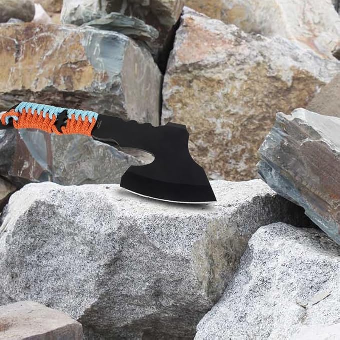Tomahawk Founding Fathers Axe Survival Hatchet, Great for Camping, Survival, and Outdoors Activity, Handle Blue/coral Strings Woven On It Comes with Black Nylon Sheath, for Any Occasion