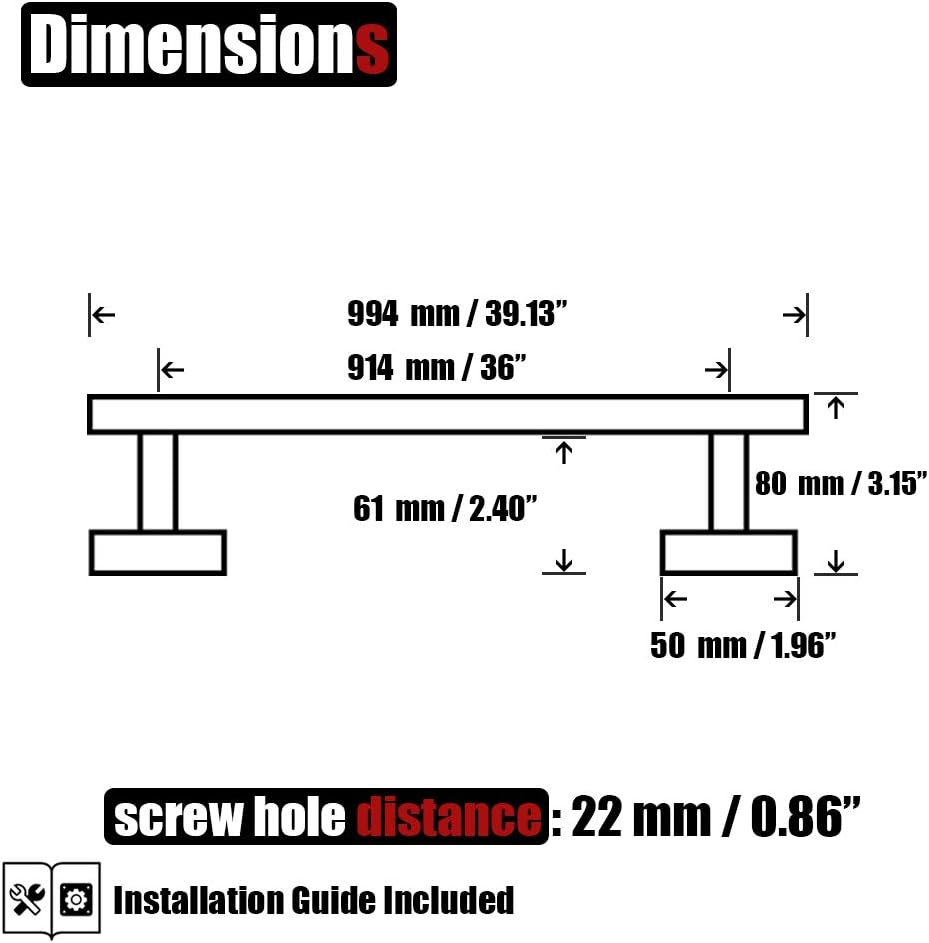JQK Bath Towel Bar, 39 Inch 304 Stainless Steel Thicken 1mm Single Towel Rack for Bathroom, Towel Holder Brushed Finished Wall Mount, Useable Length 36 Inch, TB110L36-BN