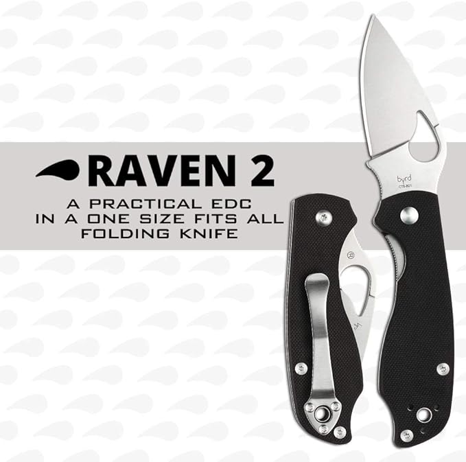 Spyderco Byrd Raven 2 Knife with 2.06" CTS BD1 Stainless Steel Blade and High Performance Black G-10 Handle - PlainEdge - BY08GP2