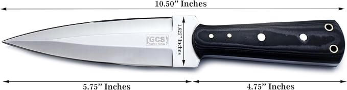 GCS Custom Handmade D2 Tool Steel DAGGER Knife Black And White Micarta Handle Buffalo Hide Sheath GCS 13