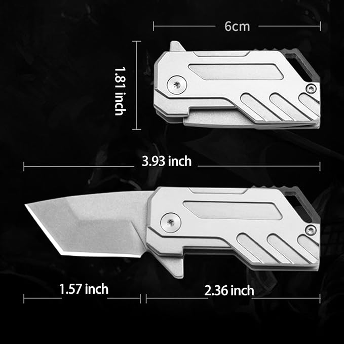 Mini Flipper Pocket Knife (TK22), 1.57 Inch D2 Stainless Steel Blade with Stone Washed Technique, Everyday Utility Knife with G10 Lanyard Hole, 3.24 oz, Silver.
