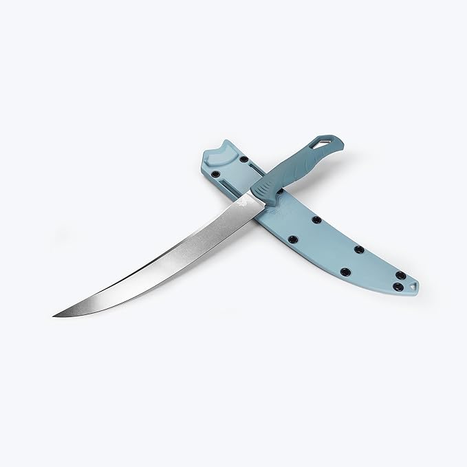 Benchmade - Fishcrafter 18020 Outdoor Knife with Depth Blue Santoprene Handle and 9" Trailing Point Blade (18020)