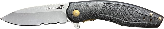 Quick Feather - The VG-10 Folding EDC Knife with Ultra Smooth Sealed Ball Bearing Flipper Action - Durable G10 Scales and New Custom Design Easy Sharpen Serrations