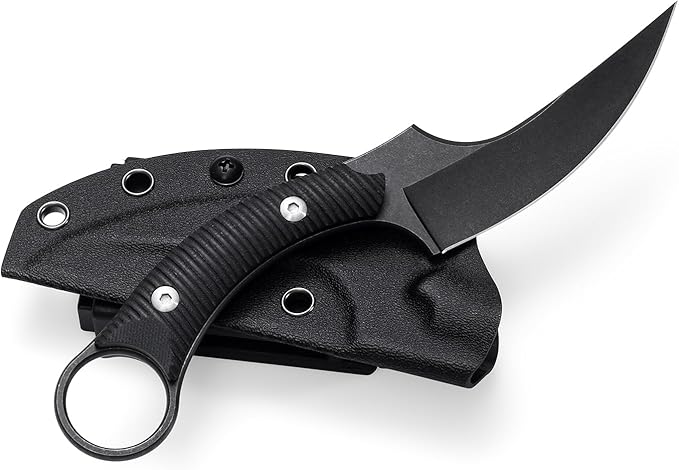 Outdoor survival claw tactical knife D2 steel blade and G10 steel handle sharp fixed blade with sheath