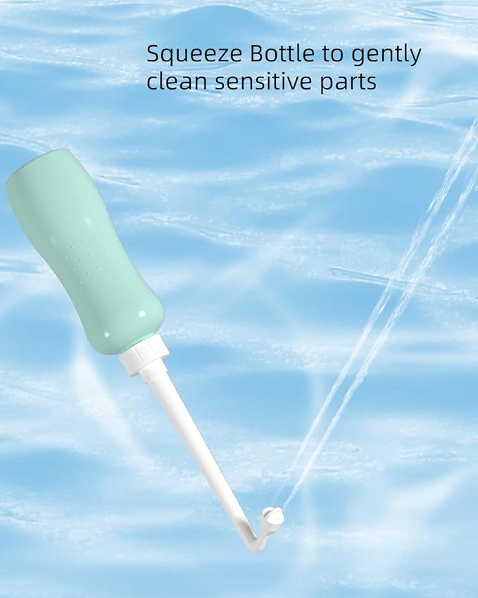 Hibbent 2 Pack Portable Bidet Sprayer, Travel Bidet with Handheld Bidet Bottle for Personal Hygiene Care, Personal Cleansing Use, Extended Nozzle, 17oz(500ml) Bathroom Toilet Bidet Spray, Green
