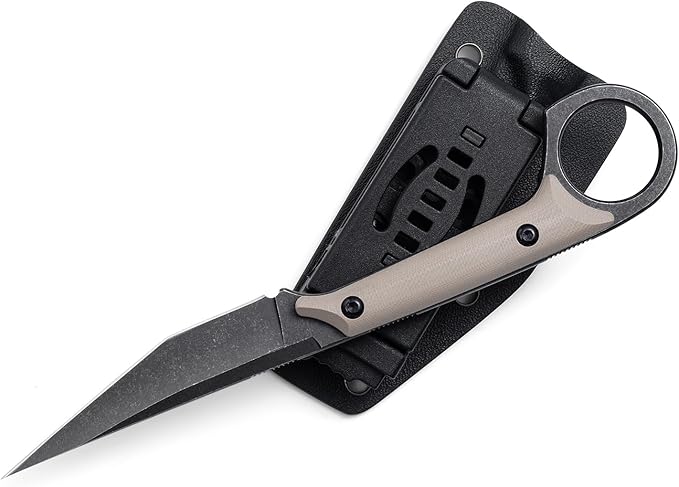 KS527 Fixed Blade Knife, D2 Blade G10 Handle for Men Women, with Kydex Sheath, Utility Knife for EDC Survival Hiking Camping Outdoor Everyday (Tan)