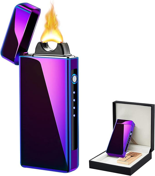Rechargeable Lighter USB Electric Lighter Plasma Arc Candle Lighter Electronic Lighter High Power Flame Windproof Lighter with LED Power Display for Camping, Hiking, Traveling (Magic)