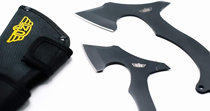 UZI Throwing Axes Combo - Includes 5.25-inch and 4-inch Blade Heads, Double Edged, Full Tang