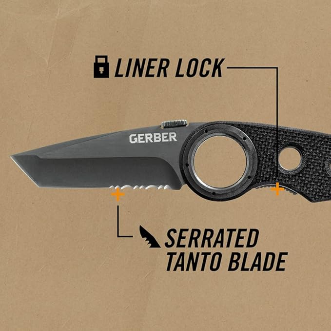 Gerber Gear Remix Folding Knife - 3" Partially Serrated Edge Pocket Knife - EDC Gear and Equipment - Black