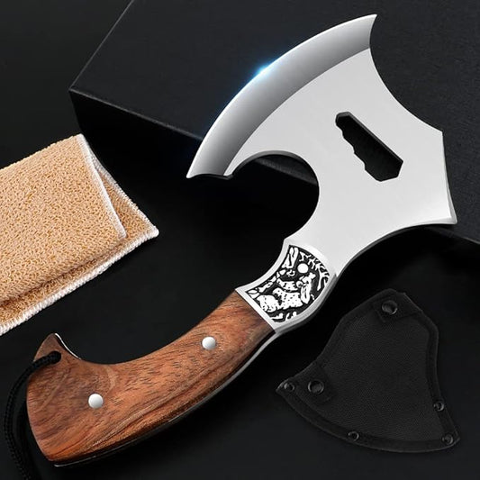 Camping Hatchet Camping Axe Forged High Carbon Steel for Meat Cleaver Axe Outdoor Splitting Wood Great for Axe Throwing, Camping, Survival, Outdoors and Chopping (719)