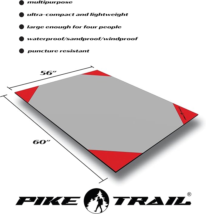 Pocket Blanket -Compact Picnic Blanket (60"x 56") - Sand Proof Beach Blanket / 100% Waterproof Ground Cover. Great Outdoor Blanket for Hiking, Camping, Picnics, Travel and Beach Trips!