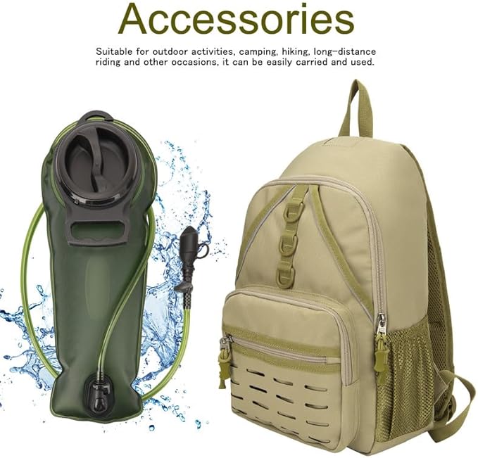 Mini Small Tactical Backpack MOLLE Daypack Gear Pack Camping Bag ,Small Hydration Pack Outdoor Water Bladder Carrier Pack