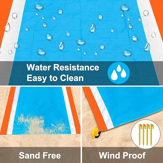 Beach Blanket Large Size 82"x78" Sand Free Waterproof Quick Drying Outdoor Camping for 3-6 Adults,Soft Comfortable Durable for Camping Beach Park Travel Family