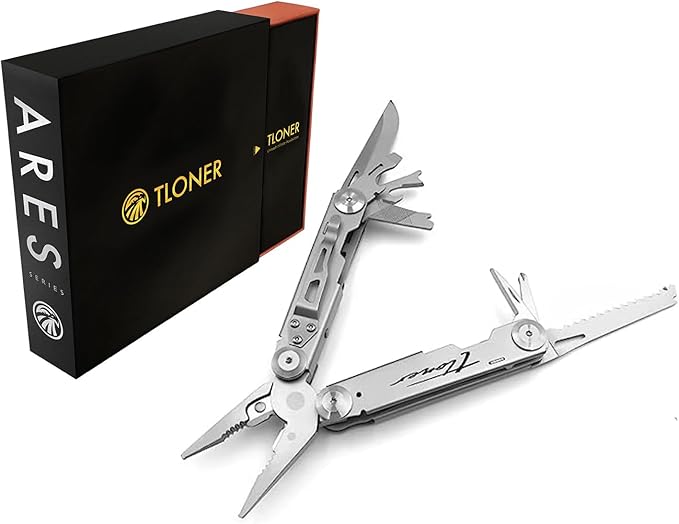 ARES Series 15-P Pocket Size Multitool with Premium Stainless Steel Pliers, Short Dagger, Black Luxury Gift Box