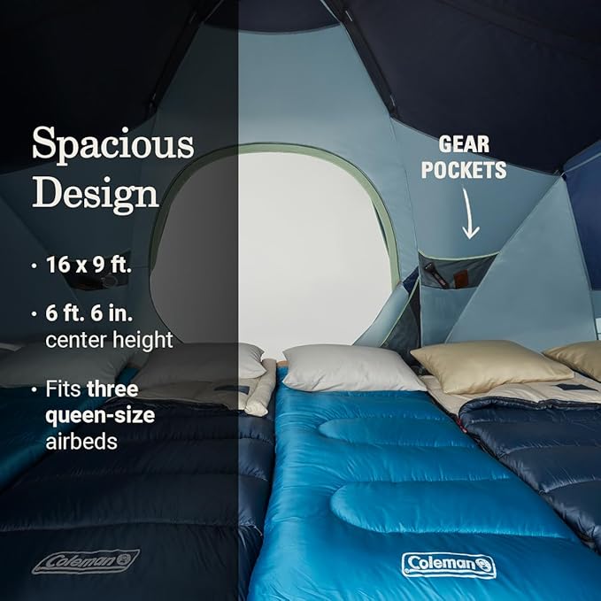 Coleman 4-Person Dark Room Skydome Camping Tent, Blue