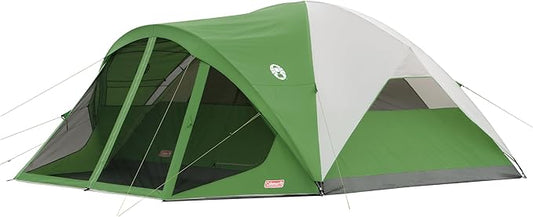 Coleman Evanston Tent with Screen Room 6/8 Person Weatherproof Tent Sets Up in 15 Mins Included Rainfly & Carry Bag Made of PFAS-Free Materials