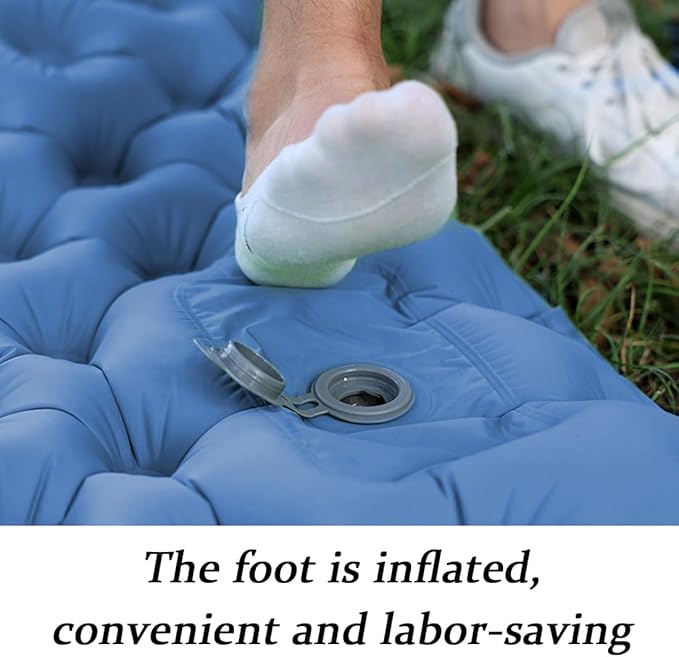 Double Sleeping Pad for Camping, Extra Thickness Inflatable Sleeping Mat with Pillow Built-in Pump, Inflatable & Compact Camping Hiking Traveling