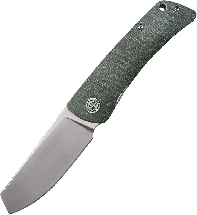 Petrified fish PFE05 Flavorist,3.15" K110 Satin Blade, 94g Micarta Handle Front Flipper Liner lock Folding knife (Green)