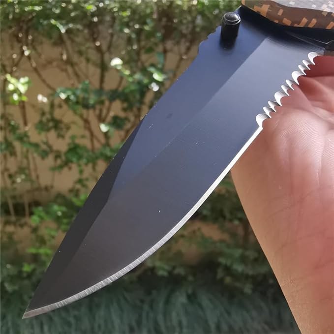 Tactical Folding Pocket Knife G10 Handle Sharp Tanto Blade Spring Assisted Military Knives EGA Elite Survival (Desert Tan)