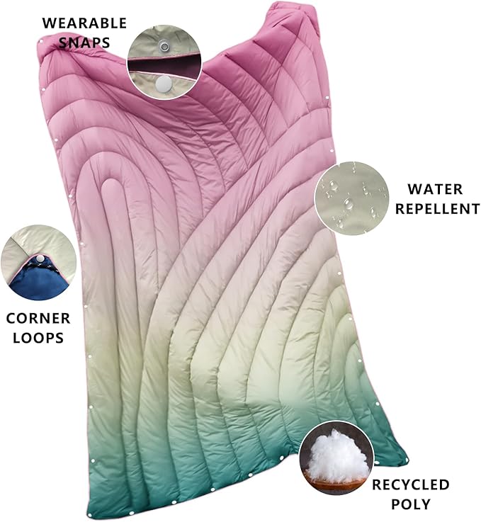 Camping Blanket,Packable Down Alternative Puffy Printed Camping Blanket Lightweight Outdoor Blanket for Camping,Traveling, Stadium, Hiking, Picnics