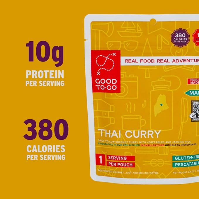 GOOD TO-GO Thai Curry | Camping Food, Backpacking Food | Just Add Water Meals, Backpacking Meals | Dehydrated Meals Taste Better Than Freeze Dried Meals