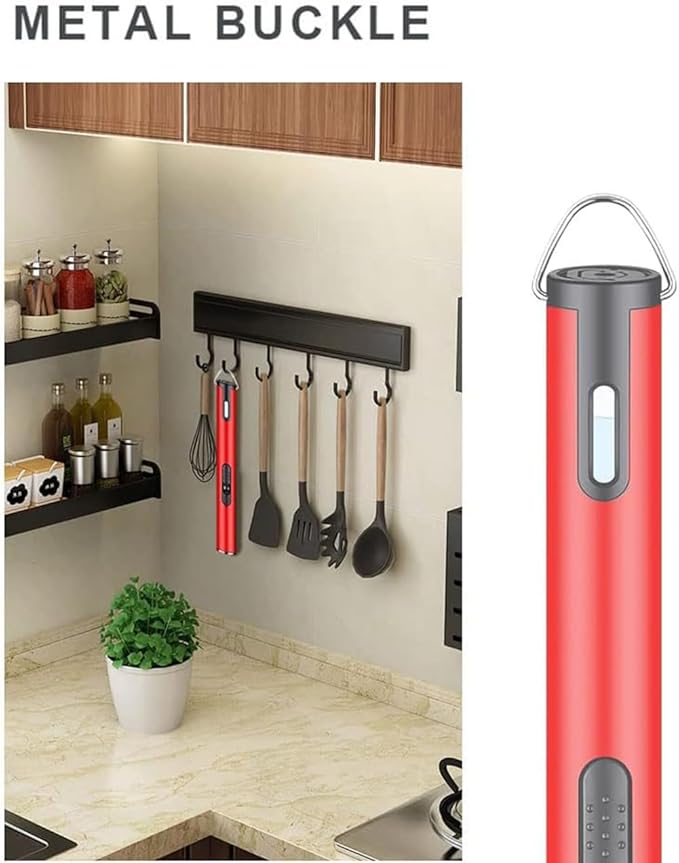 Jet Torch Lighter, Refillable Butane Lighter with Visible Window, Windproof Candle Lighter for BBQ, Camping, Stove, Kitchen Cooker, Hobs, Men Gifts (Gas Not Included) (Red)