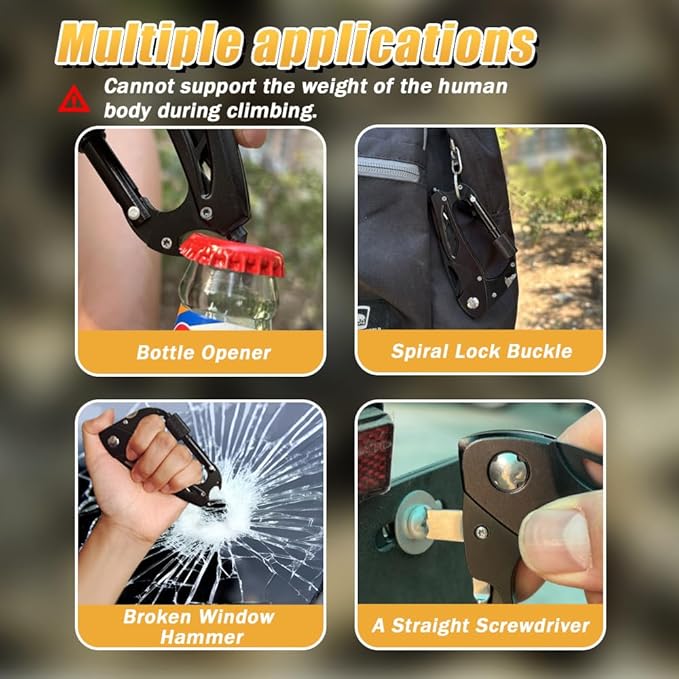 Multitool Carabiner with Pocket Knife, EDC Carabiners Keychain with Folding Knives, Survival Gear for Camping Hiking with a Whistle, Bottle Opener, Window Breaker, Screwdriver, Gifts for Men