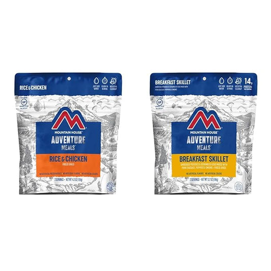 Mountain House Rice & Chicken | Freeze Dried Backpacking & Camping Food |2-Servings | Gluten-Free & Breakfast Skillet | Freeze Dried Backpacking & Camping Food | 2 Servings | Gluten-Free