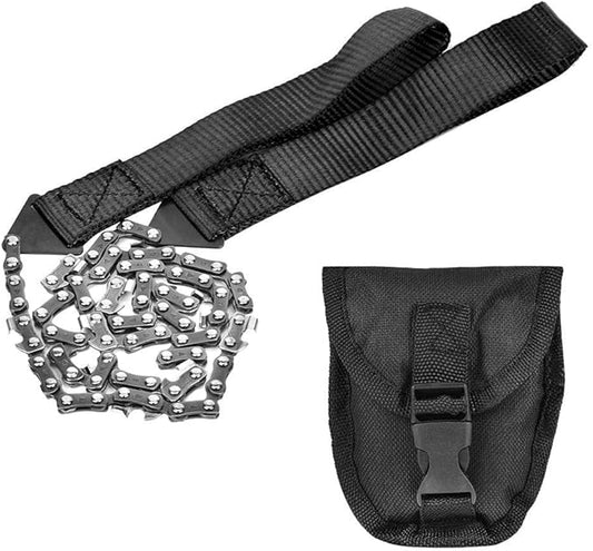 Manual Portable Folding Hand Chainsaw Gear Outdoor Kits for Camping Hiking Survival (Black)