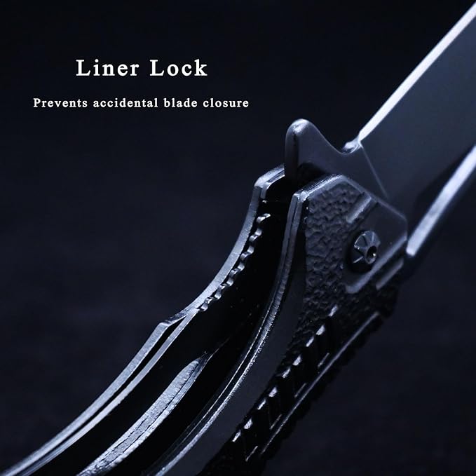 Pocket Knife - EDC, Tactical Knife with Clip, Folding Knife for Camping Hiking, Spring Assisted Knife, Survival Knife for Emergency Rescue Situations, Home Improvements, Gifts for Men - Black