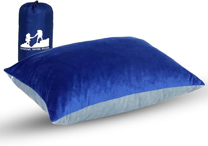 Camping Travel Pillow - Portable Pillow with Travel Storage Bag, Lightweight Memory Foam Travel Pillow Removable Washable Cover for Adults Kids, Great for Travel, Camping and Backpacking