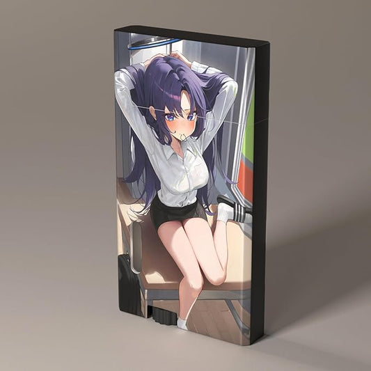 Anime Girl Windproof Flame Adjustable Lighter,Cool,Jet Torch Flame Lighters,Butane Refillable Torch,BBQ Candles Camping (No Butane Fuel)