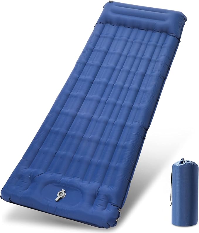 Camping Mat, Lightweight and Inflatable Sleeping Pad with Built-in Pump for a Cozy Sleep Experience Includes Bonus Pillow for Extra Neck Support Perfect for Cold Weather Camping