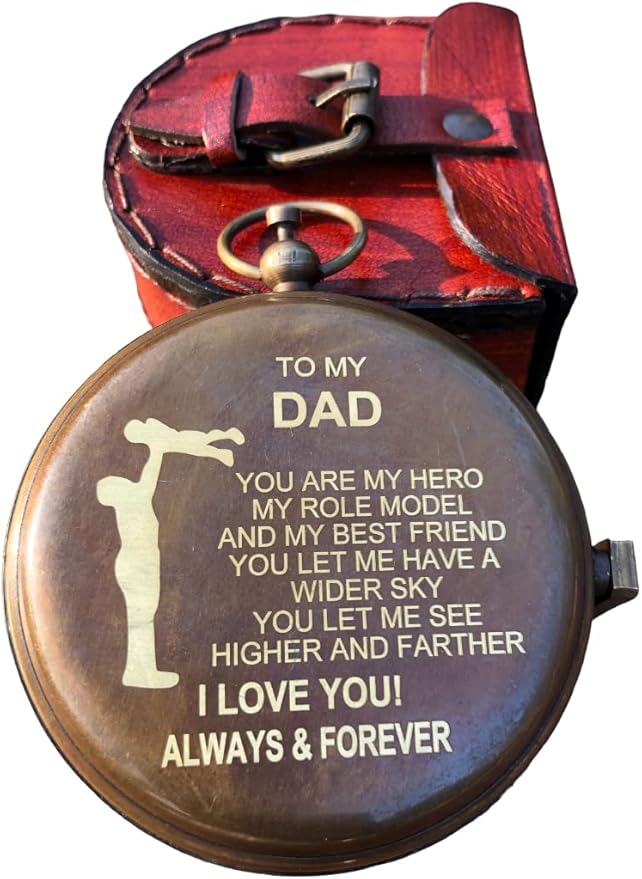 Personalized Compass, to My Dad, Gift from Son to Dad, Daughter to Father Compass, Birthday for Him Customized Working Brass Compass (to My Dad)
