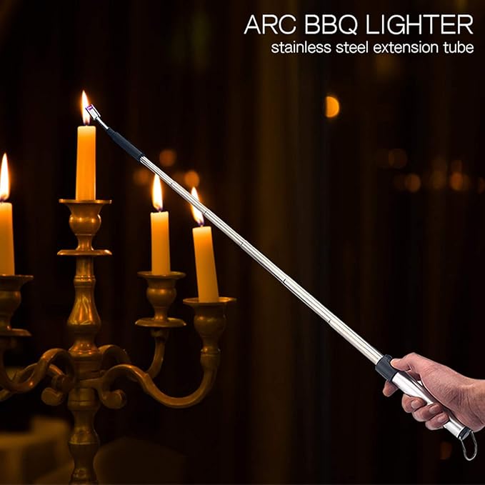 Summoner Telescopic Candle Arc Lighter Electric Rechargeable USB Plasma Lighter Perfect Fire Starter Lighter for BBQs Home Kitchen Outdoor Camping Hiking Cooking Fireworks