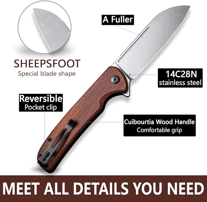 Civivi C20022-3 Chevalier Cuibourtia Wood Handle