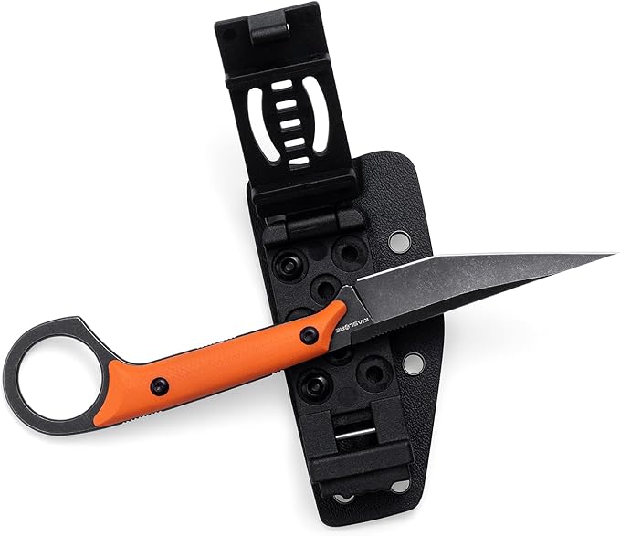 KS527 Fixed Blade Knife, D2 Blade G10 Handle for Men Women, with Kydex Sheath, Utility Knife for EDC Survival Hiking Camping Outdoor Everyday (Orange)