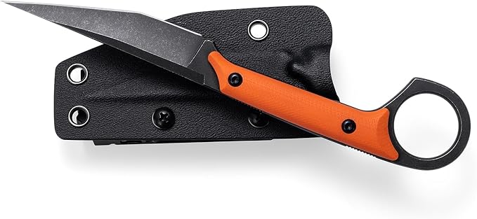 KS527 Fixed Blade Knife, D2 Blade G10 Handle for Men Women, with Kydex Sheath, Utility Knife for EDC Survival Hiking Camping Outdoor Everyday (Orange)