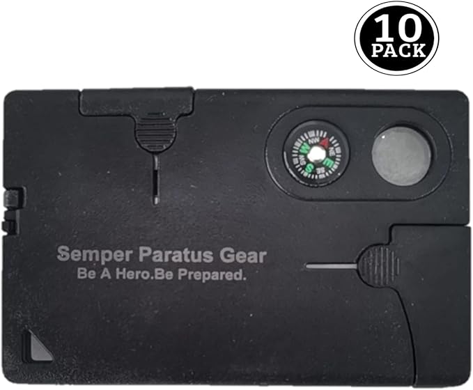 Gear Gifts for men MultiTools - 10 in 1 Credit Card Pocket Multi Tool for everyday use - Group, Team, Employee gifts - Velvet Gift Bag Included! (10 Pack)