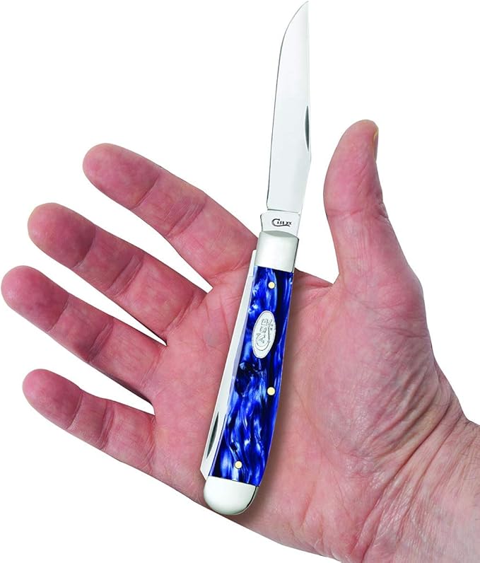 Case WR XX Pocket Knife Trapper Sparxx Blue Pearl Kirinite Item #23431 - (10254 SS) - Length Closed: 4 1/8 Inches
