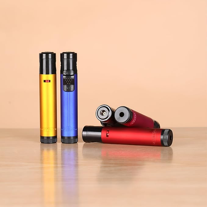 5 Pack of Torch Lighter, Jet Flame Lighter Refillable Butane Gas, Portable Windproof Jet Torch Lighter Adjustable Flame Lighter for Kitchen,Outdoor,Candle,Camping (Without Butane Gas)-Soild Color