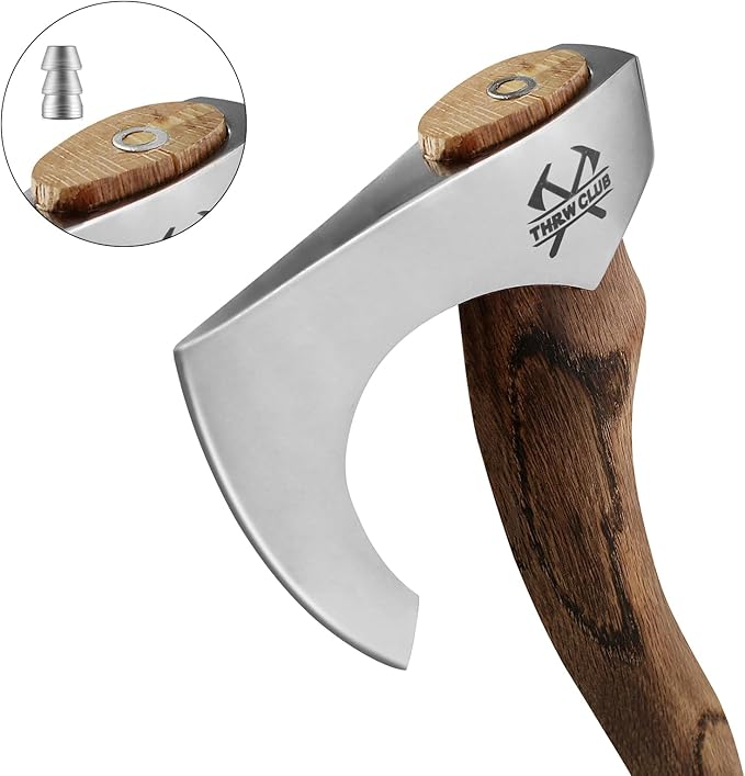 Camping Hatchet, Hatchet Axe with Leather Sheath, 15'' Bushcraft Axe with 1065 Forged Carbon Steel and Beech Handle