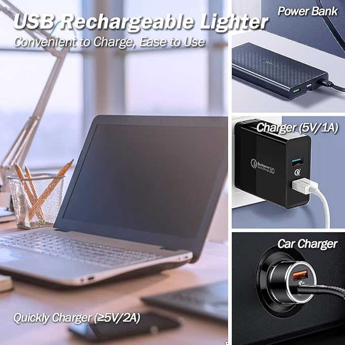 Electric Lighter, Candle Lighter USB Rechargeable Lighter, Arc Windproof Flameless Plasma Lighter Long Stick with Rope and Ring, Perfect for Candle BBQ Camping Kitchen Stove, Black