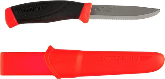 Morakniv Companion Serrated Rescue Knife with Sandvik Stainless Steel Blade, 3.9-Inch,Orange