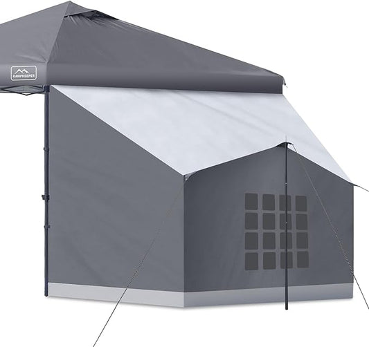 KAMPKEEPER Side Tent,Camping Tent for 10' x 10' Pop Up Canopy, Easy Set Up Gazebo,Compatible with 10' Wide Canopy Tents（Grey）